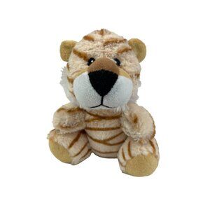 Ms. Teddy Bear Tiger Plush Toy Striped Beige/Brown Stuffed Animal Small 7"